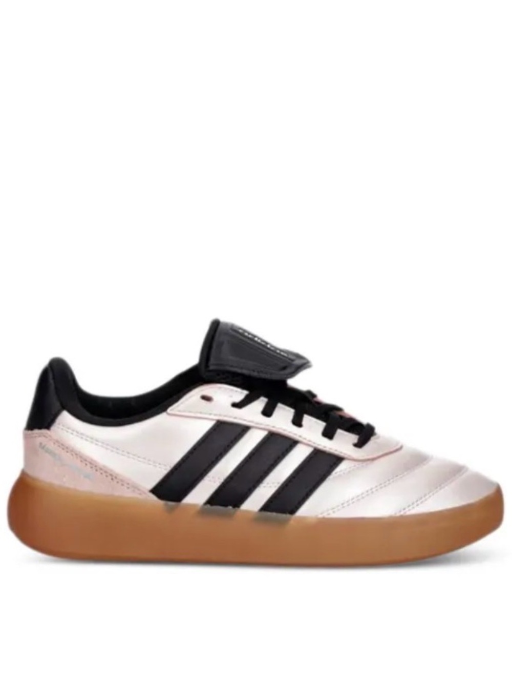 adidas Kids Sneakers in Pale Pink with Black Stripes and Gum Sole